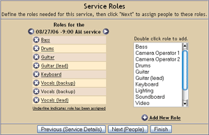 Worship Volunteer Scheduling - Roles